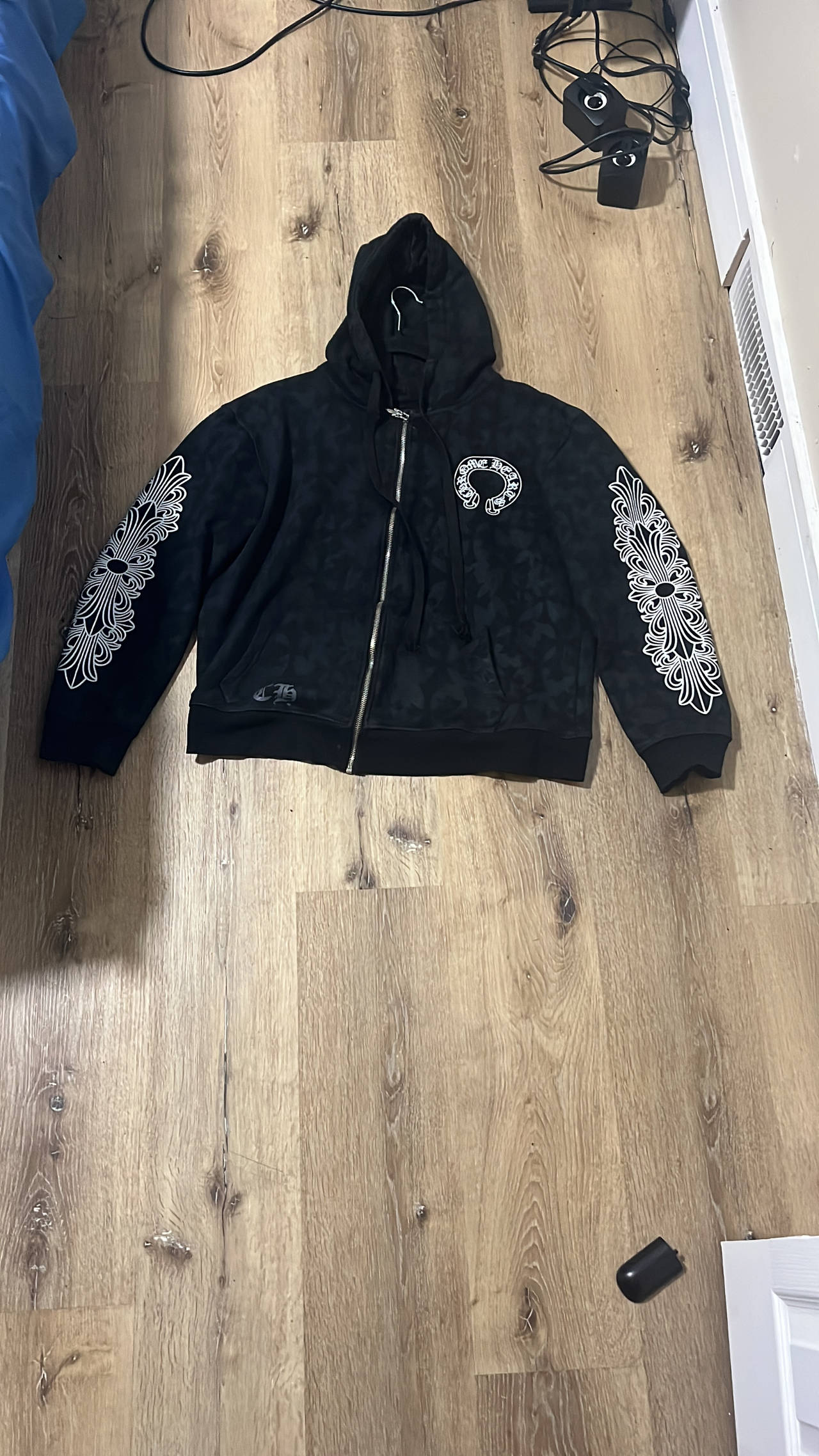 Chrome Hearts Floral Cross Horseshoe Zip Up Hoodie