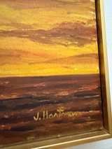 Judy Hartman Ocean Sunset Landscape Oil Painting (Framed) - Image 3