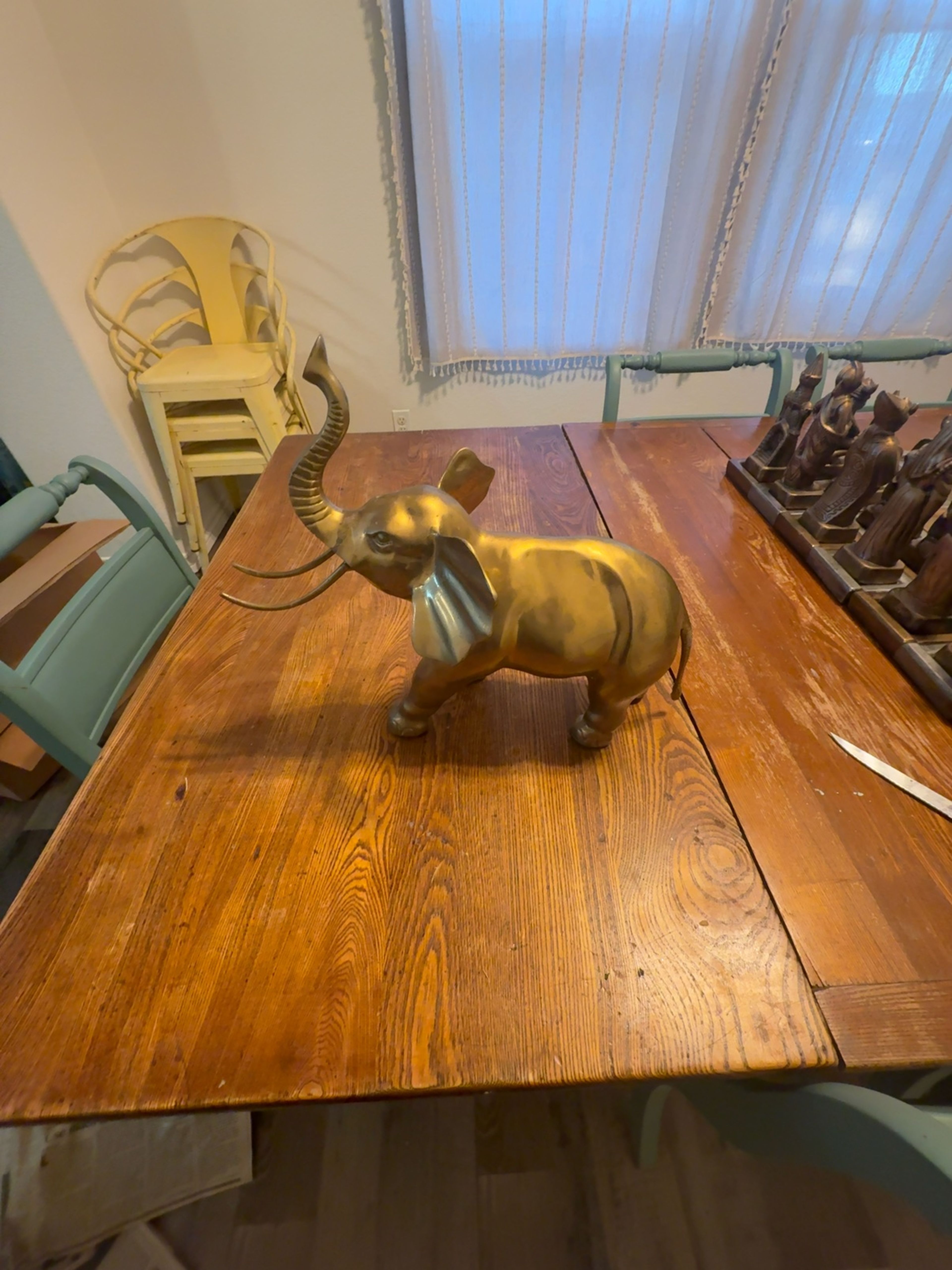 Brass Large Elephant Statue Trunk Up