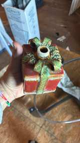 Ceramic Christmas Present Figurine candle holder - Image 2