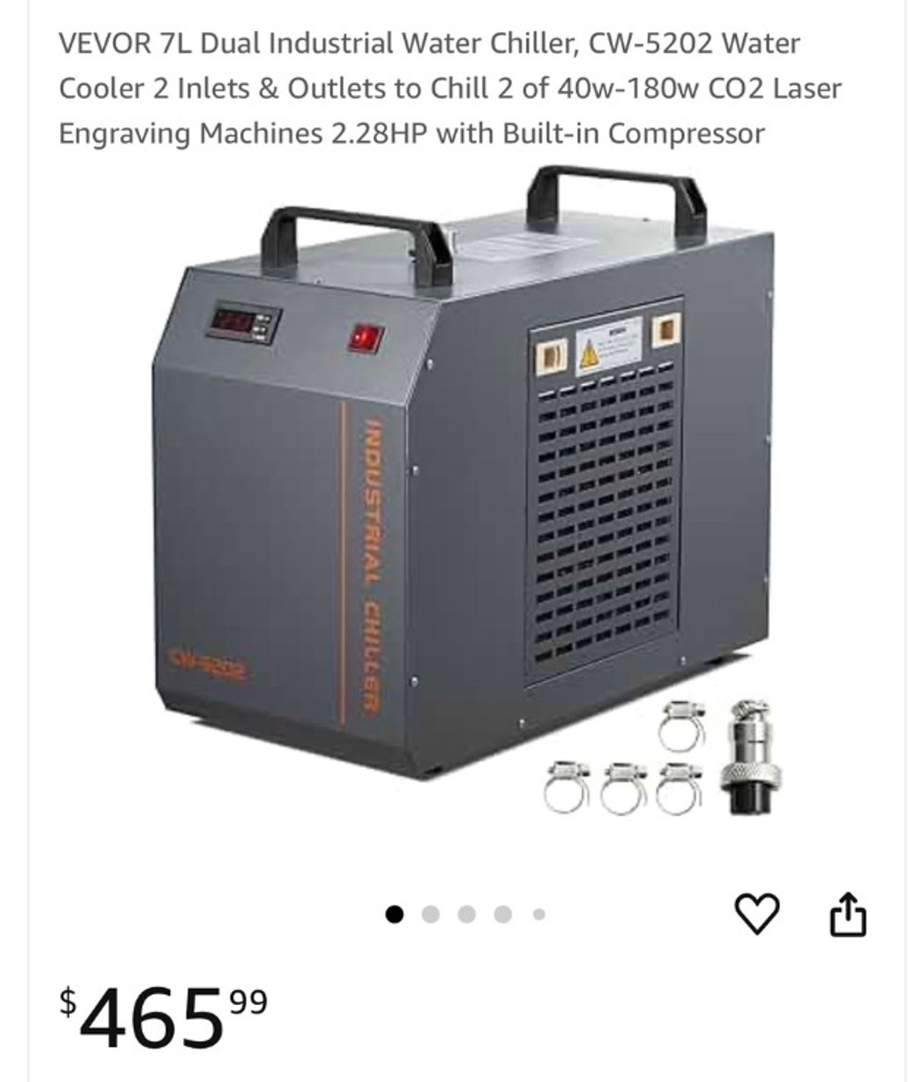 VEVOR 7L Dual Industrial Water Chiller CW-5202