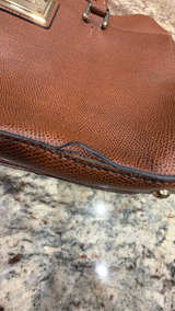 Calvin Klein Tan Pebbled Leather Handbag with Gold Accent - Image 3