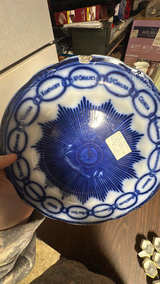 Staffordshire Martha Washington Chain of States Flow Blue Plate - Image 2