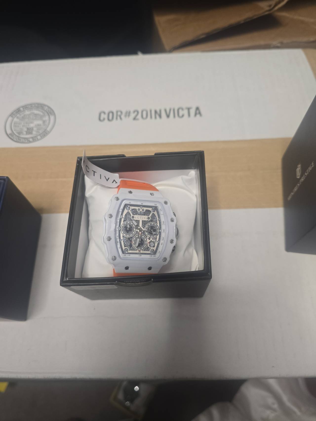 Activa by Invicta Chronograph White Case Orange Strap Watch
