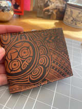 Leather Wallet with Polynesian Tribal Design - Image 1