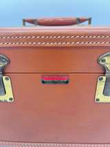 Vintage Travelaire Train Case Vanity Case Brown Hard Luggage Mirror No Key Read - Image 2