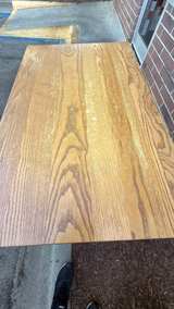3 Solid Oak Restaurant Table with Metal Pedestal Base - Image 2