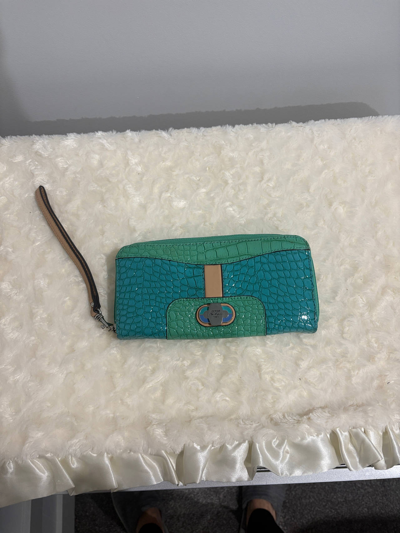 Crocodile Embossed Wristlet Clutch