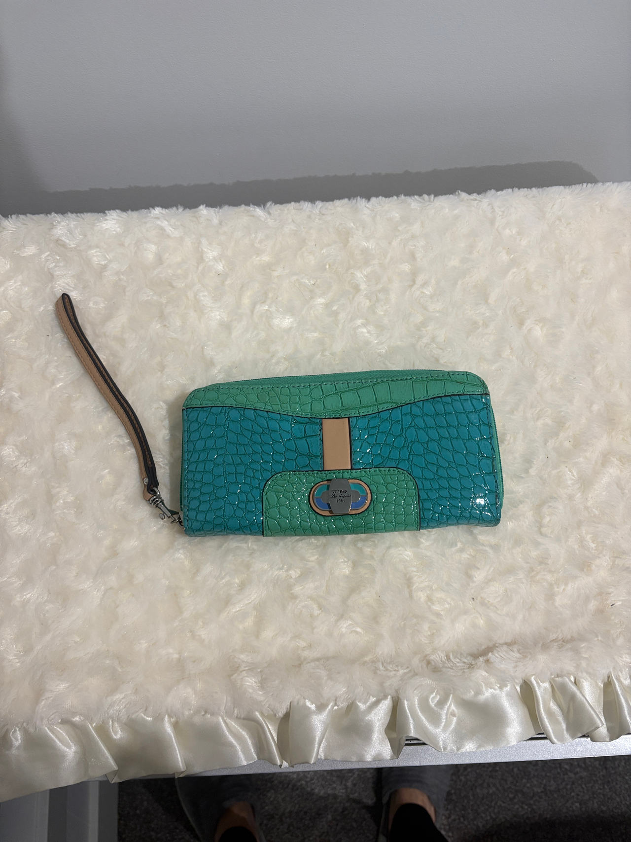 Crocodile Embossed Wristlet Clutch
