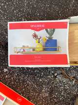 Kate and Laurel Benbrook 24" White & Gold Floating Wall Shelf - Image 1