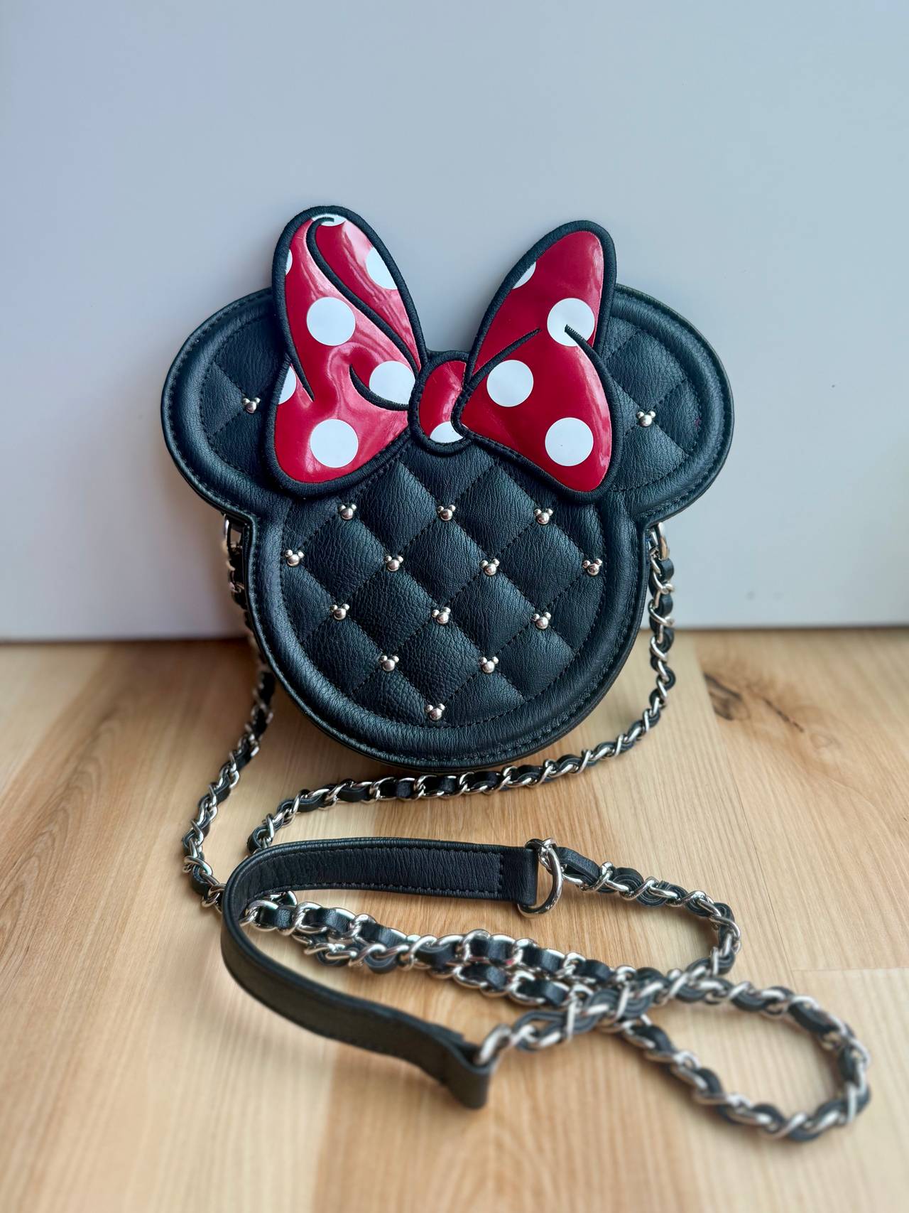 Loungefly Minnie Mouse Crossbody Bag Black Quilted Ears Bow Disney Purse
