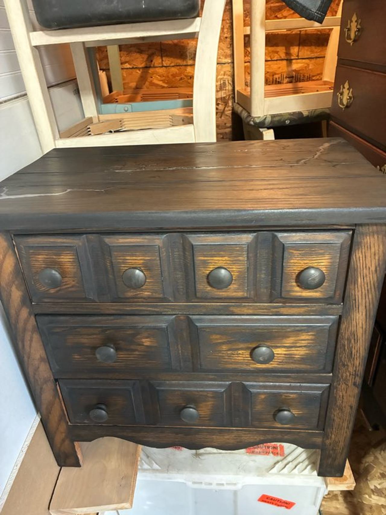 Rustic Brutalist Style 3-Drawer Nightstand