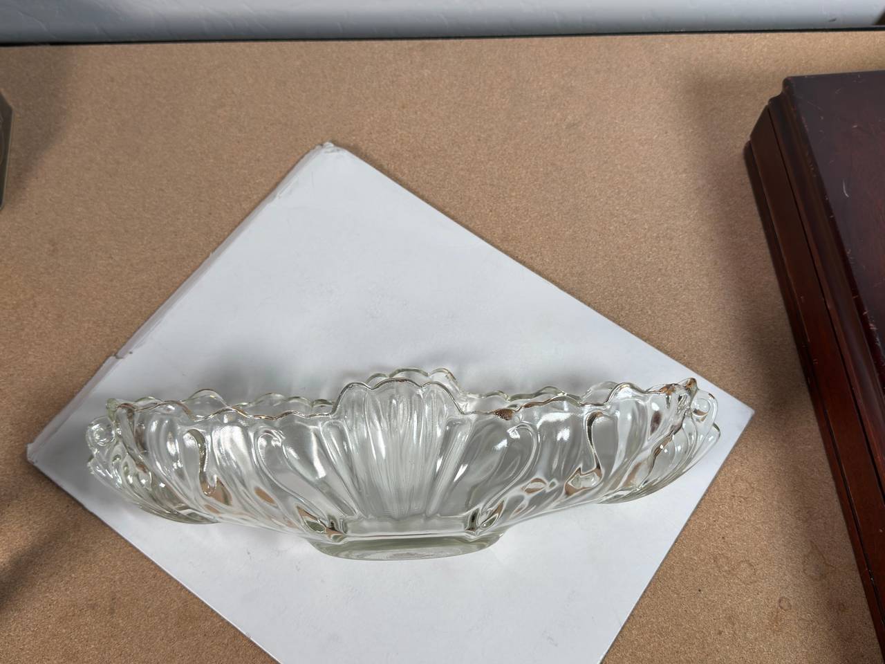 Vintage Scalloped Glass Oval Bowl