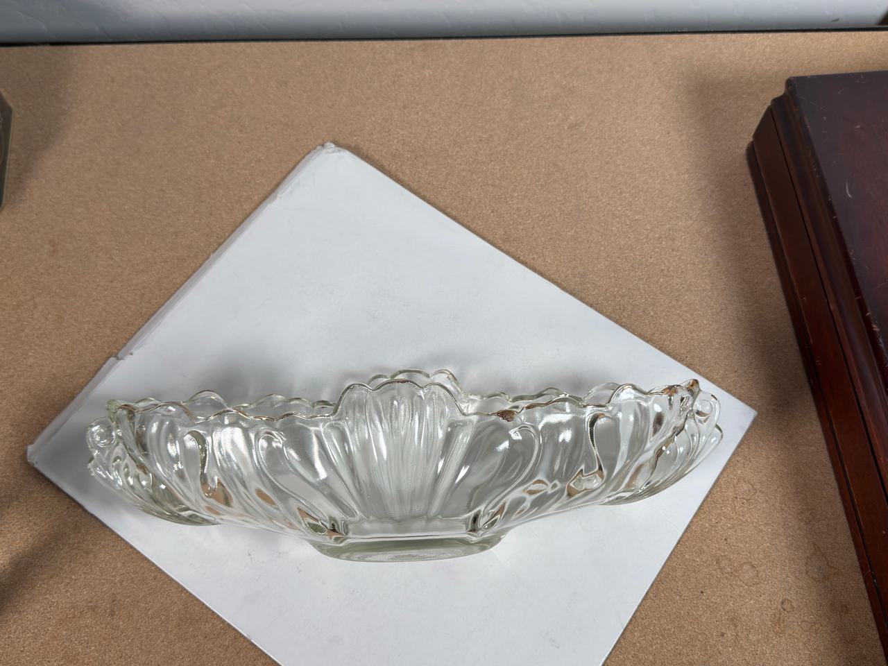 Vintage Scalloped Glass Oval Bowl