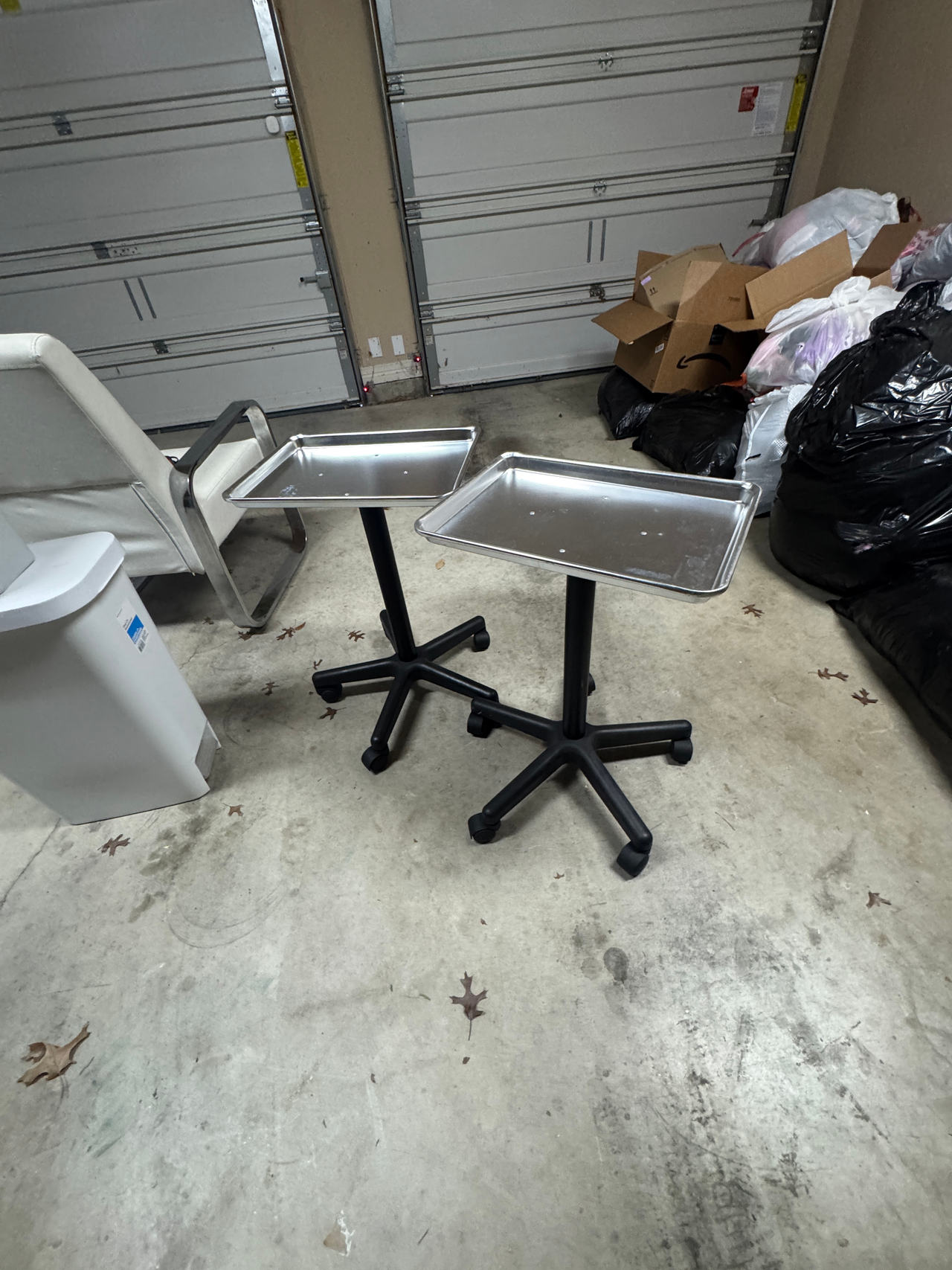2 Rolling Mayo Tray- Stand with Stainless Steel Tray
