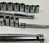 Set of 26 pc 12 Point Socket Standard Metric Ratchet Extension Benchtop - Image 6