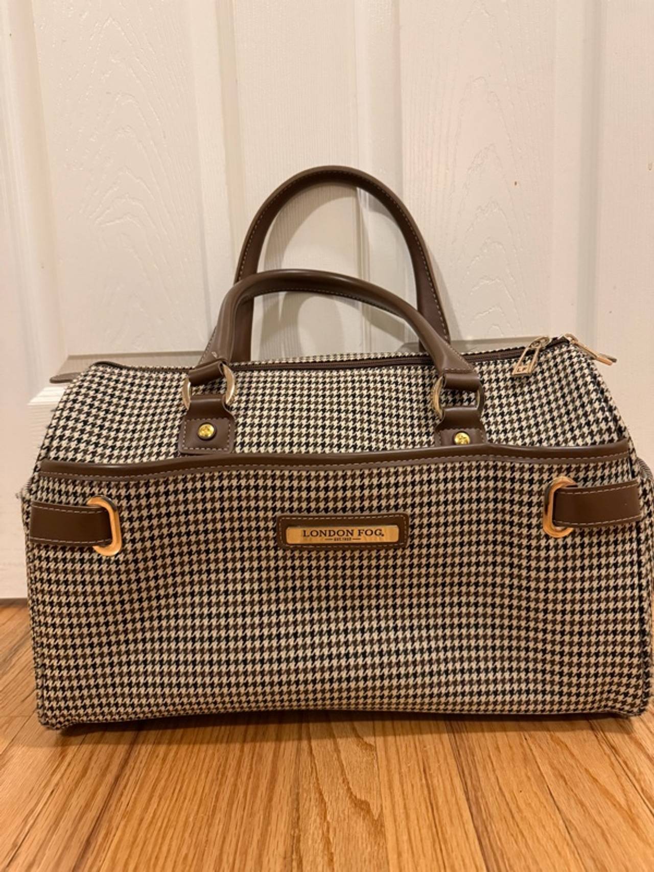 London Fog Oxford II 16" Olive Houndstooth Satchel