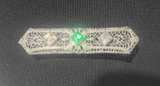 Art Deco Diamond and Emerald Filigree Brooch - Image 2