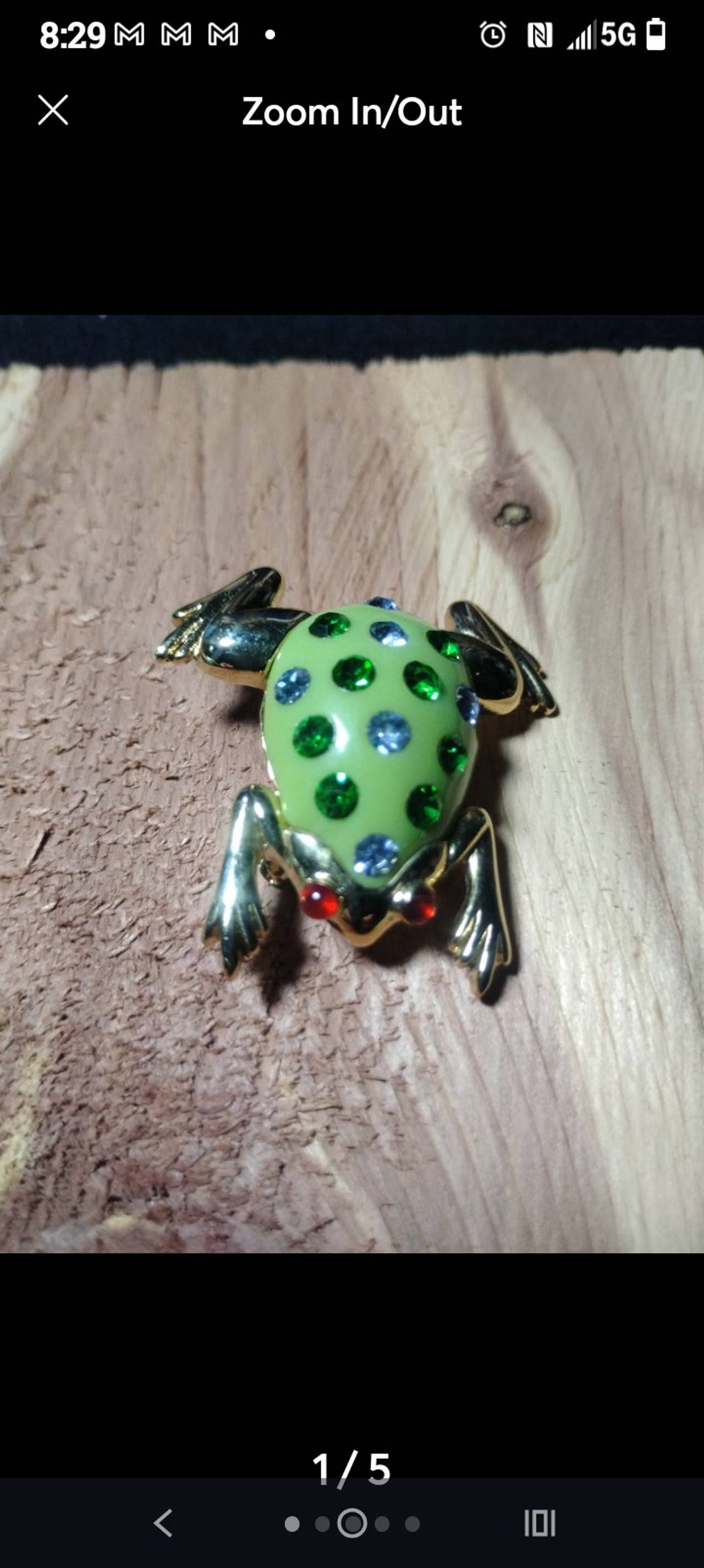 Vintage Style Enamel and Rhinestone Frog Brooch