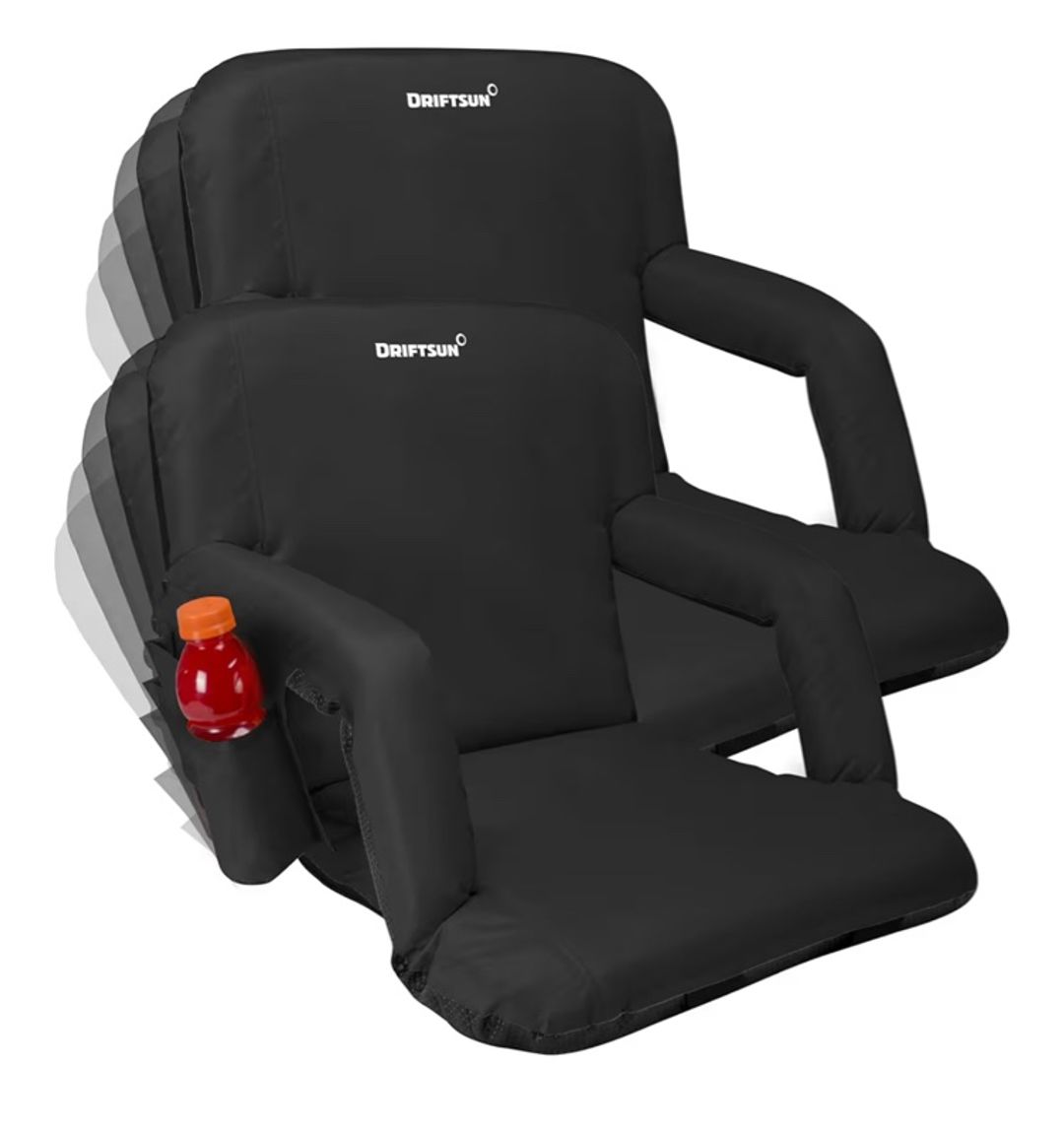Driftsun 2-Pack Stadium Seat Reclining Bleacher Chair – Black