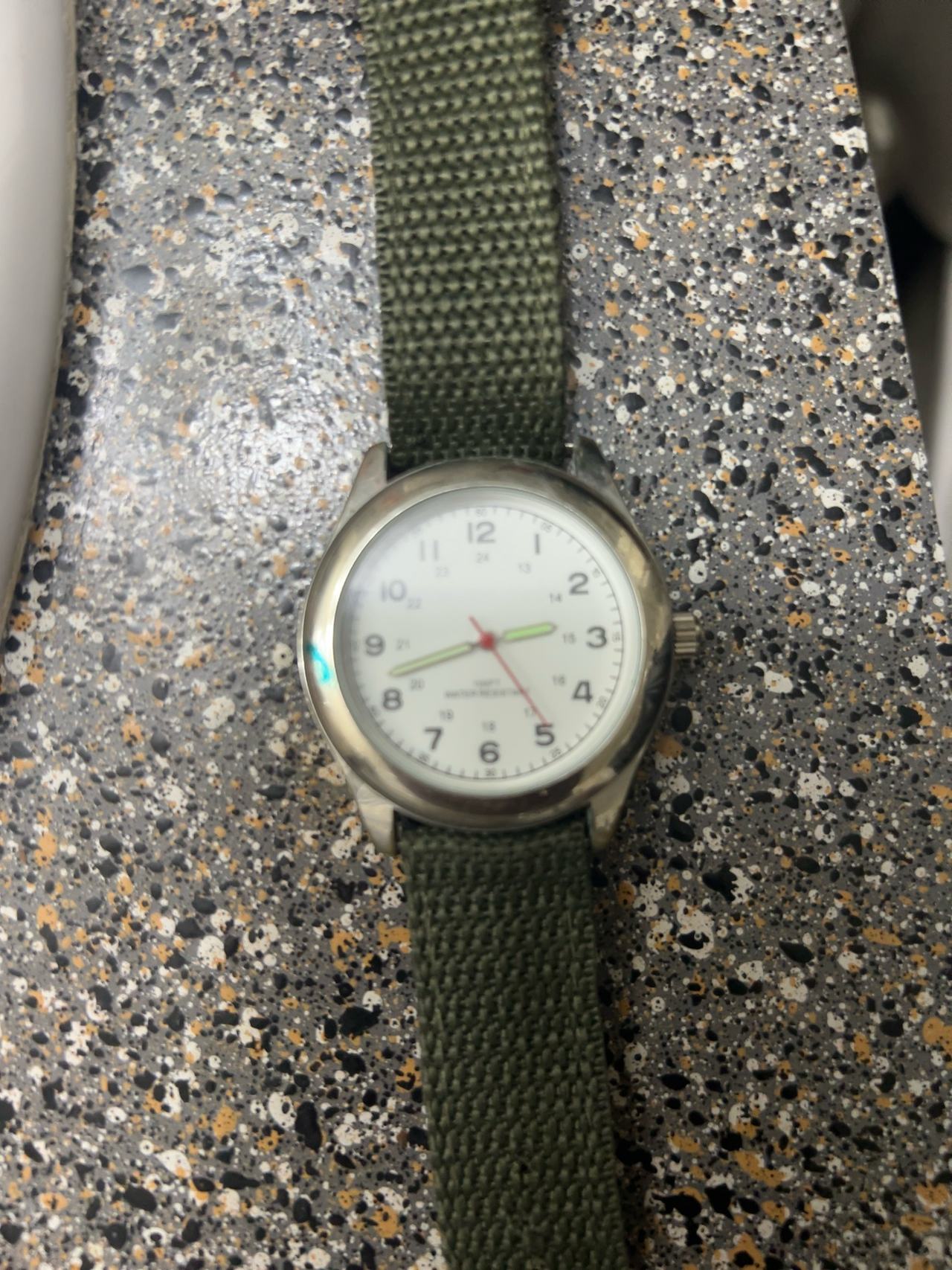George Men's Watch Silvertone White Dial Olive Green Nylon Strap