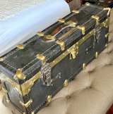 Antique USDA Office of Public Roads Field Trunk Brass Leather Federal Works WWII - Image 1