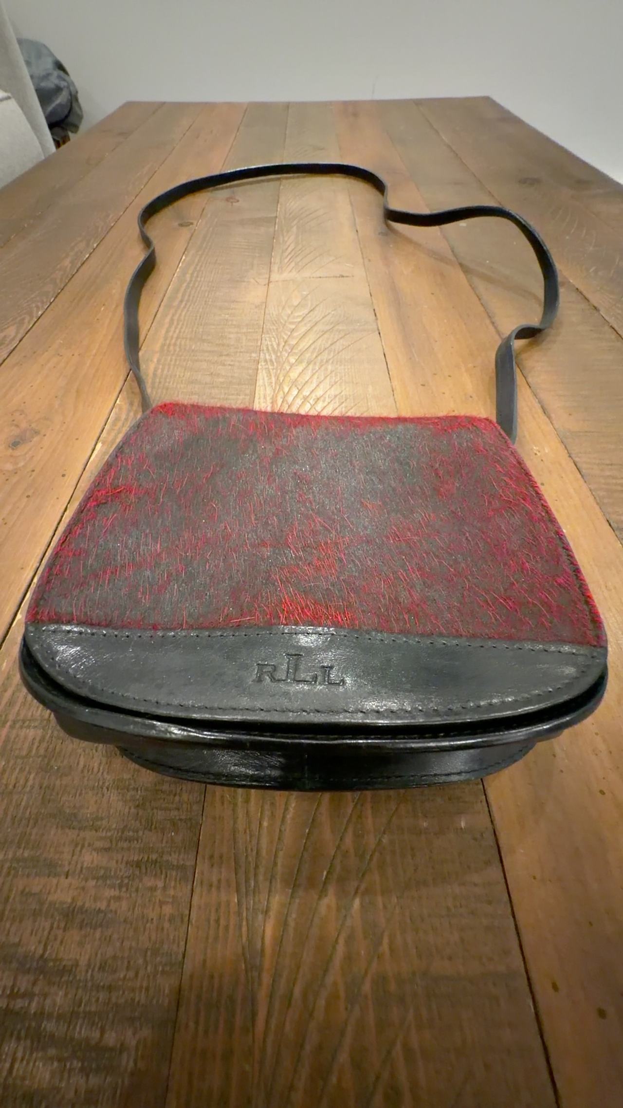 Ralph Lauren RLL Red Cowhair Shoulder Bag Cow Hide Purse 