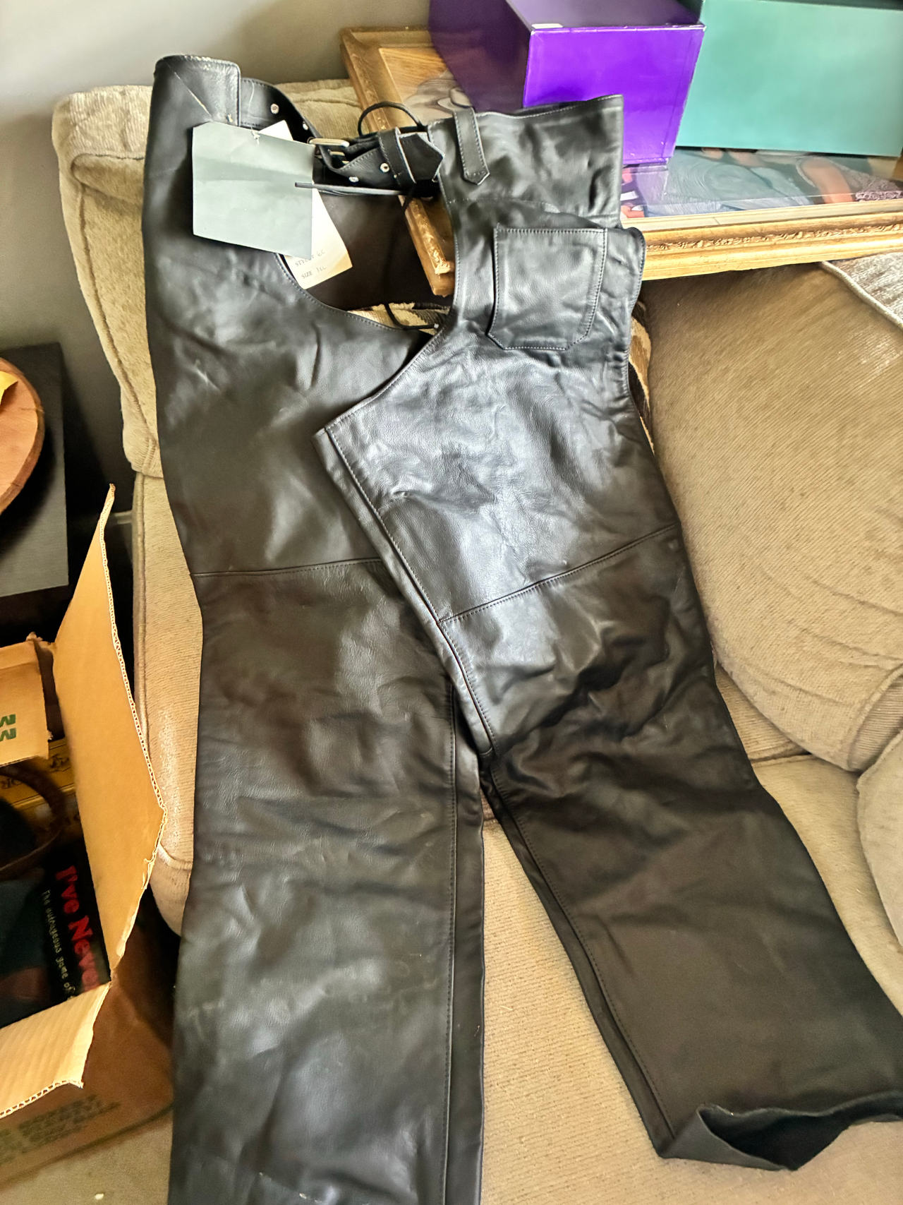 Black Leather Motorcycle Chaps