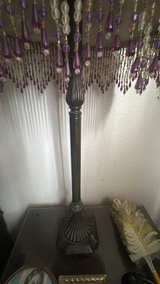 Handmade Victorian Purple Satin Lace Lampshade with Lavender Fringe - Image 3