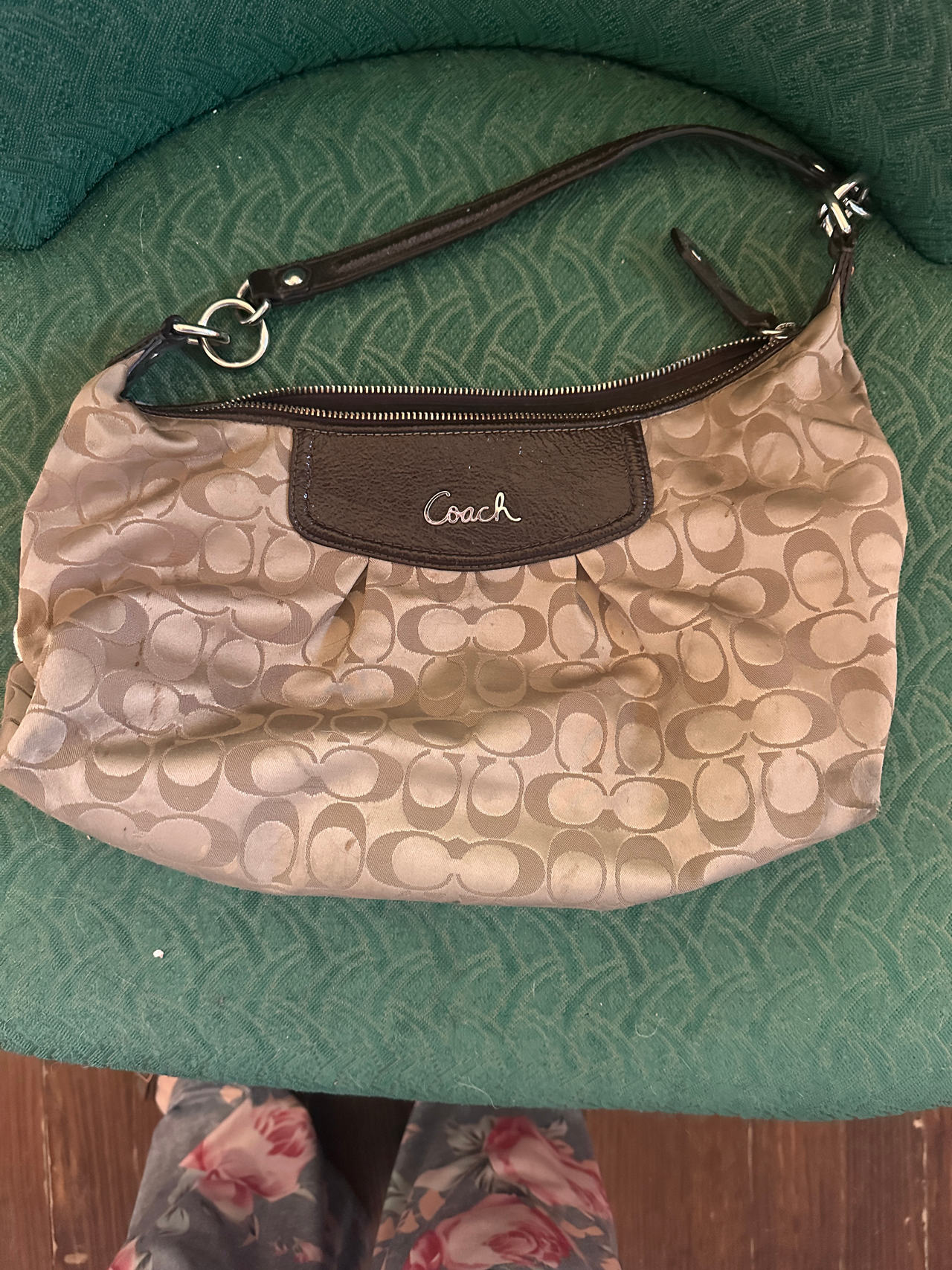 Coach Signature Pleated Hobo Bag