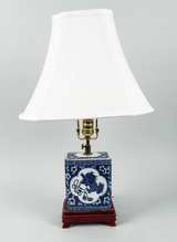 Blue and White Porcelain Tea Caddy Table Lamp - Image 1