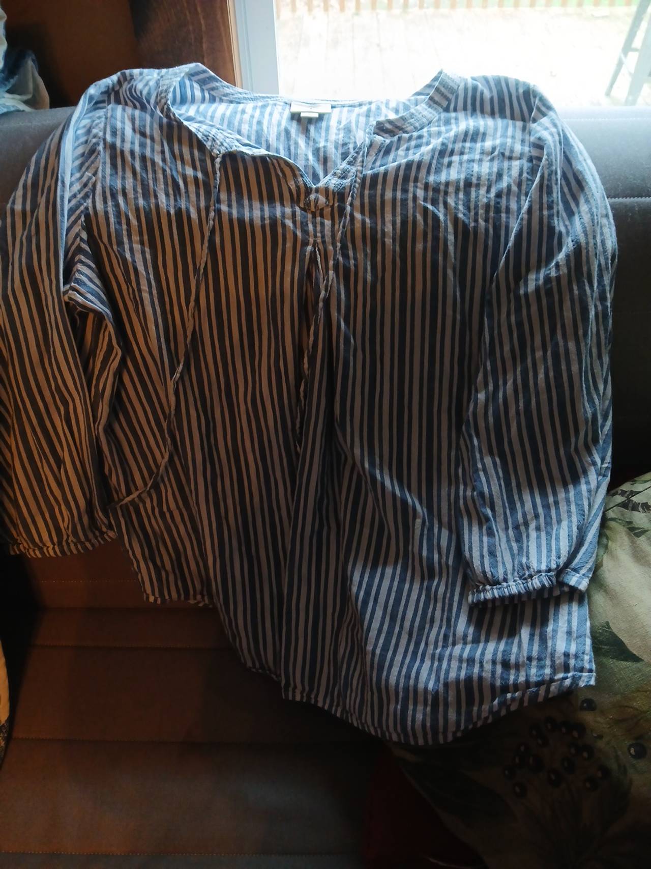 St. John's Bay Striped Split Neck Top