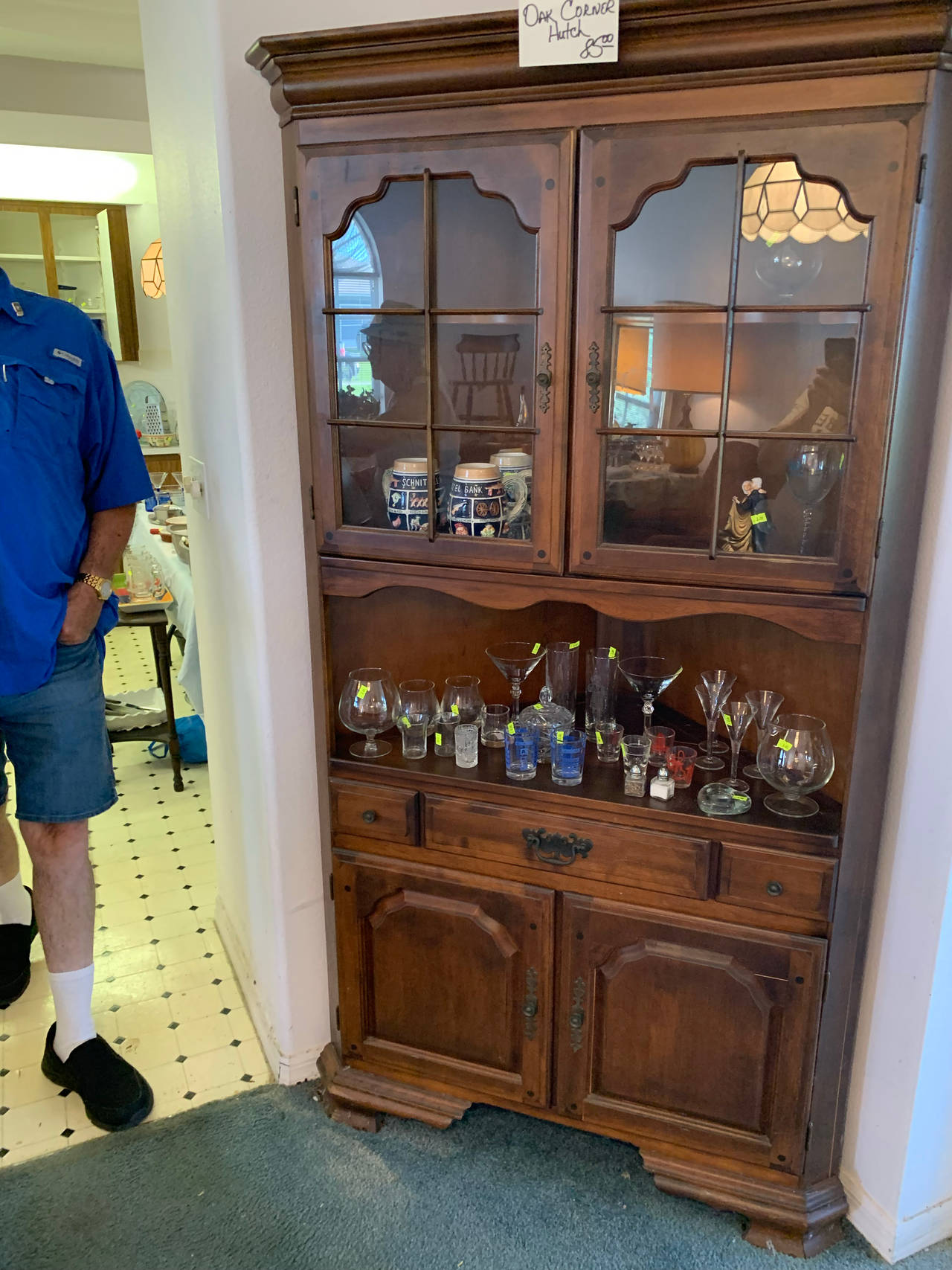 Antique Oak Corner Cabinet