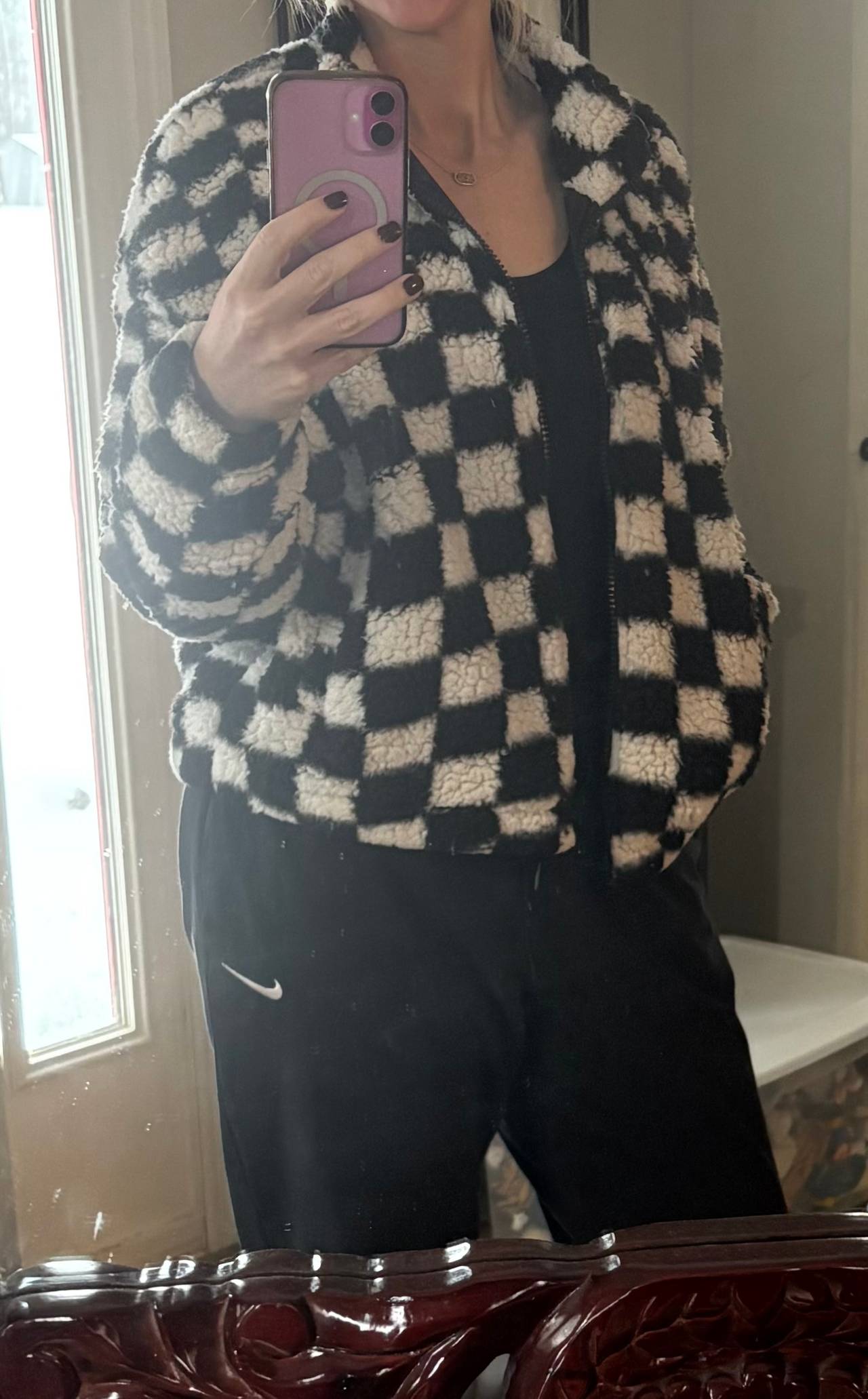 Checkerboard Sherpa Zip Jacket