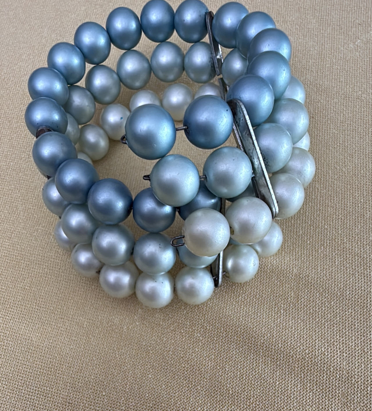 Vintage Faux Pearl Memory Wire Wrap Bracelet