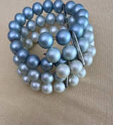 Vintage Faux Pearl Memory Wire Wrap Bracelet - Image 1
