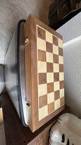 Generic Wooden Chess Set with Natural Wood Folding Board - Image 2