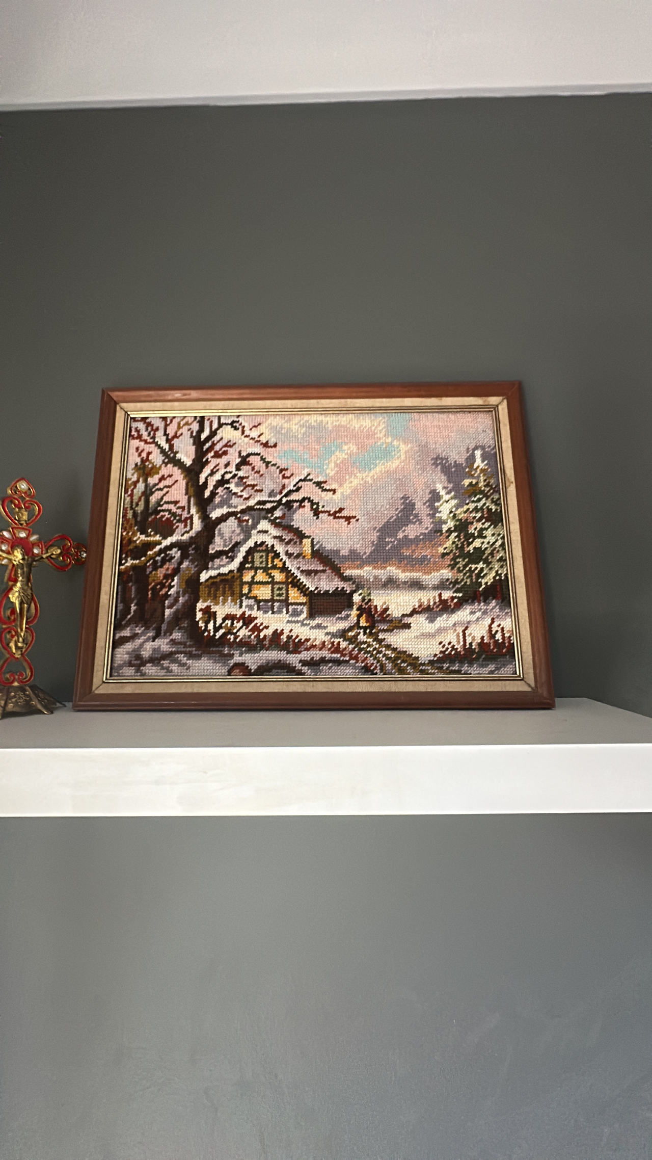 Framed Cross Stitch Landscape Art