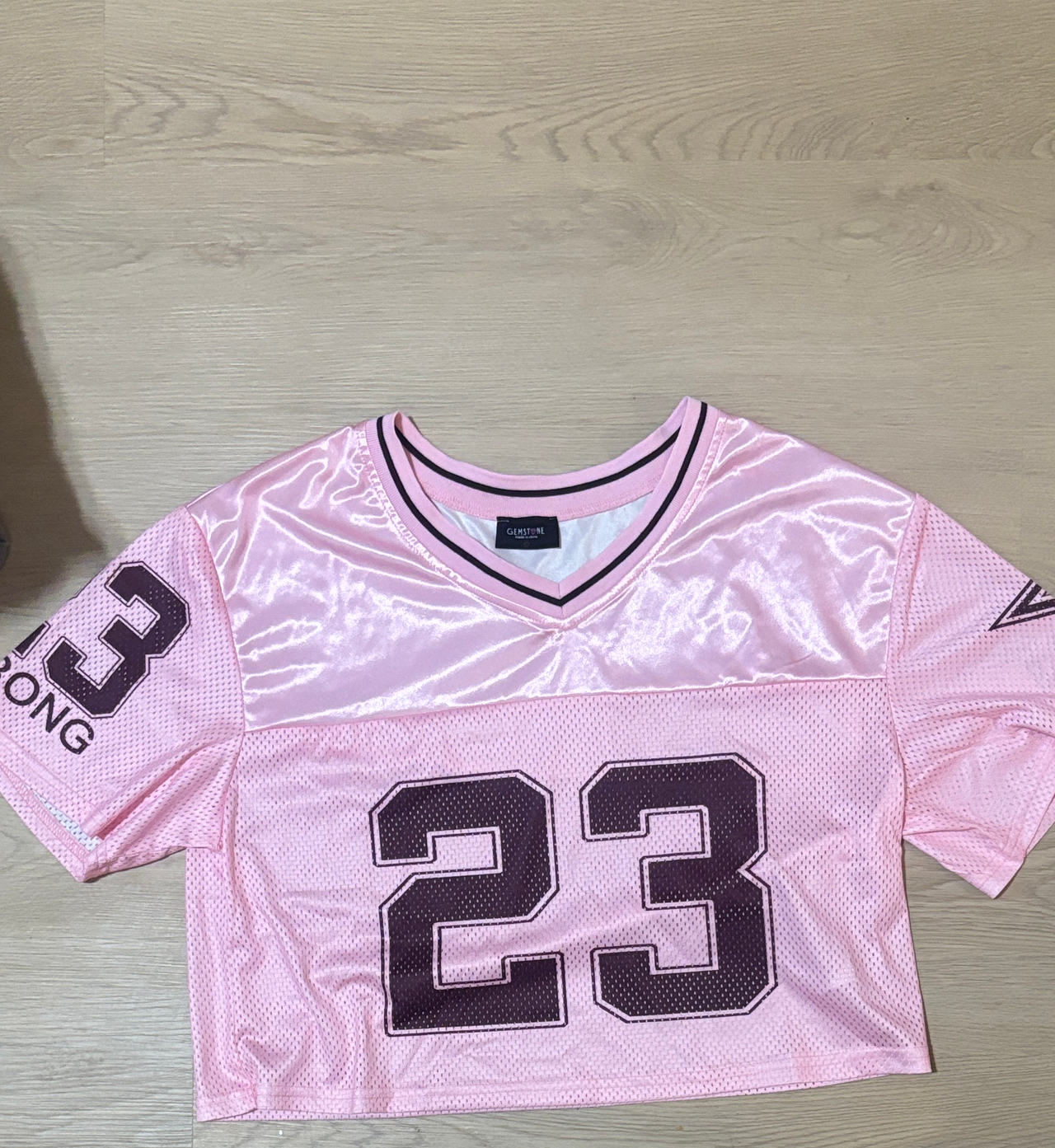 Gemstone Pink Cropped Mesh Football Jersey #23
