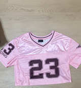 Gemstone Pink Cropped Mesh Football Jersey #23 - Image 1