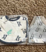 Monica + Andy French Bulldog Bib and Top Knot Hat Set 2 bibs 1 hat new - Image 1