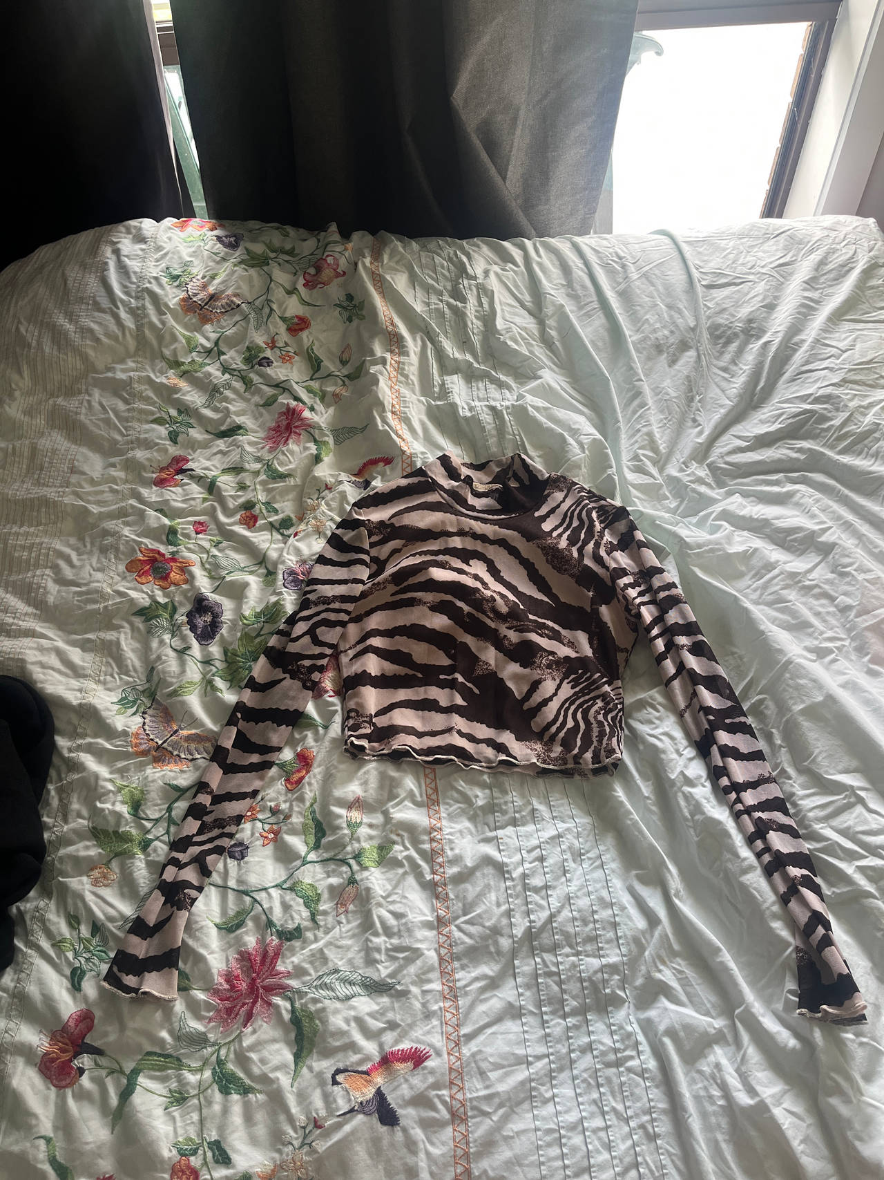 Zebra Print Long Sleeve Crop Top
