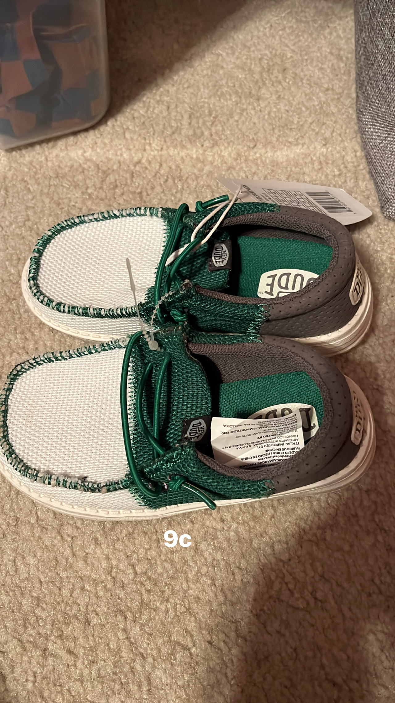 Hey Dude Wally Toddler Green White nwt 9c