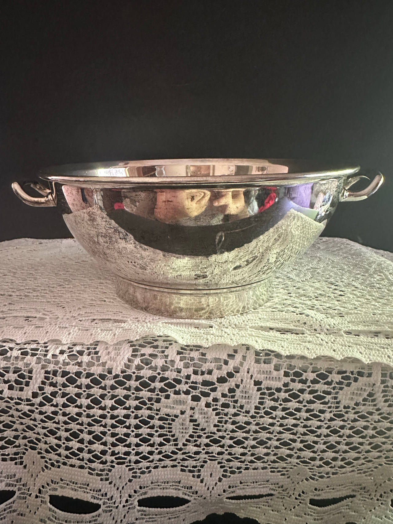 Vintage Silver Plated Footed Serving Bowl with Handles