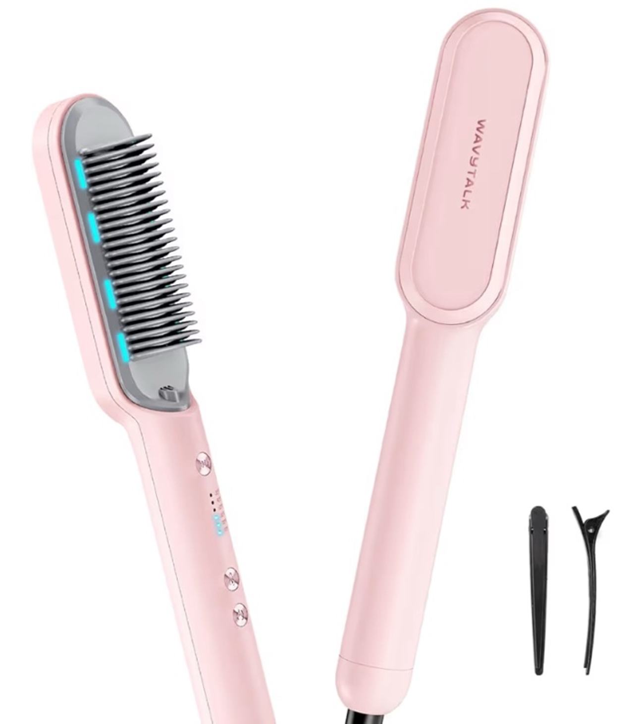 Wavytalk Hair Straightener Brush, Sleek Sweep Ionic Straightening Brush Pink