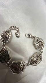 Sterling Silver Hexagon Link Bracelet - Image 2