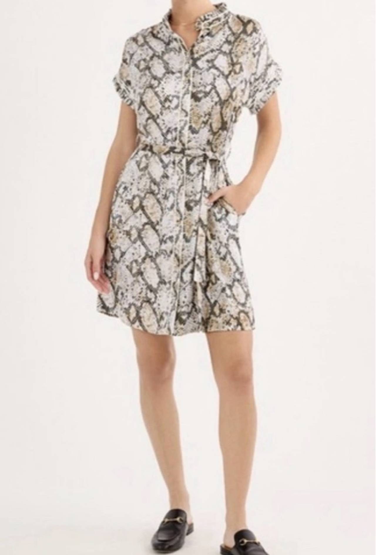 NWOT Cabi Cobra Dress Snake Print Belted Mini Dress SIZE S