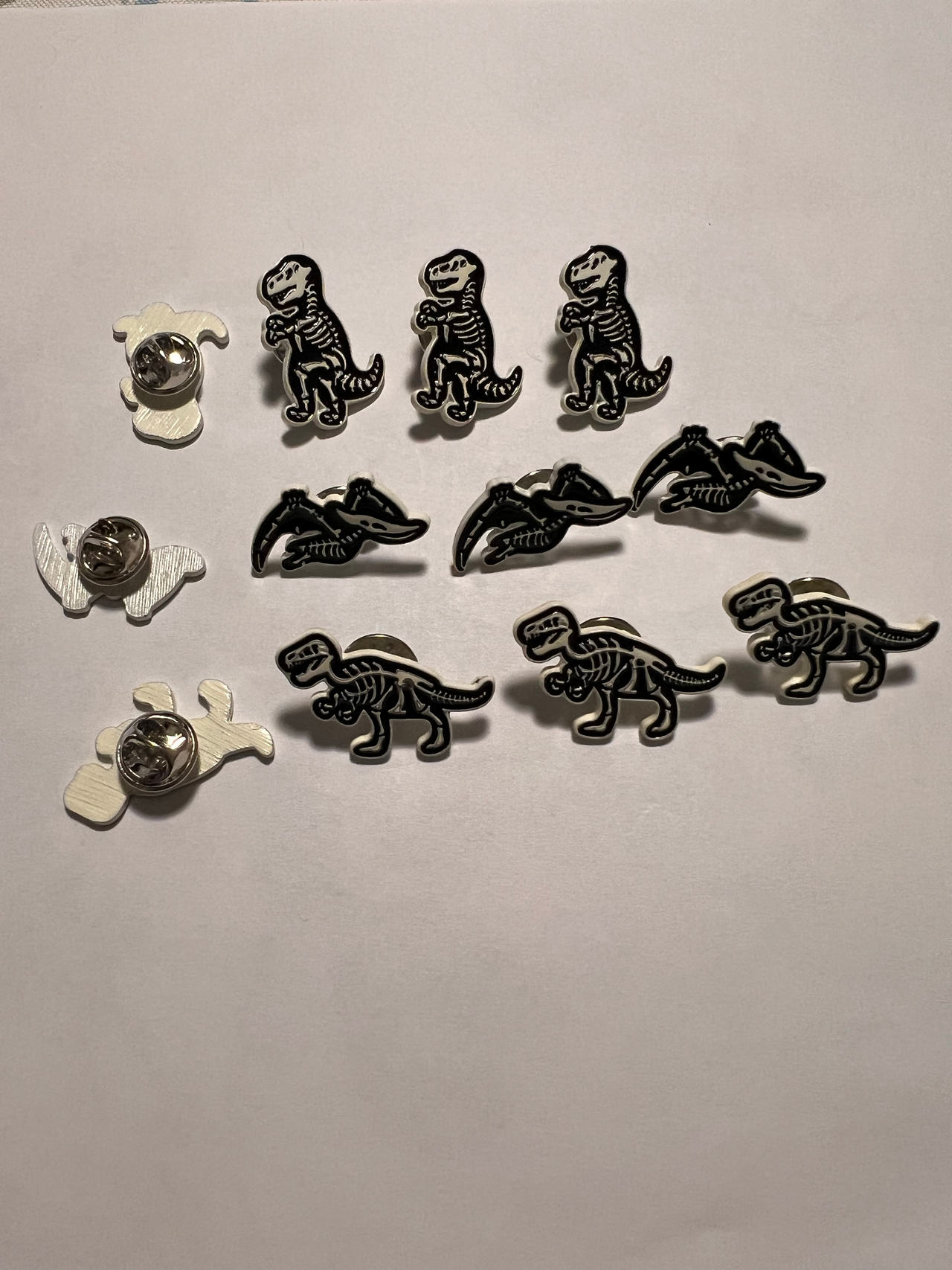 Dinosaur Skeleton Acrylic Pin Set (12 pieces)
