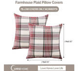 CARRIE HOME Red Tartan Plaid Pillow Covers 18x18, Set of 2, Buffalo Plaid Red - Image 4