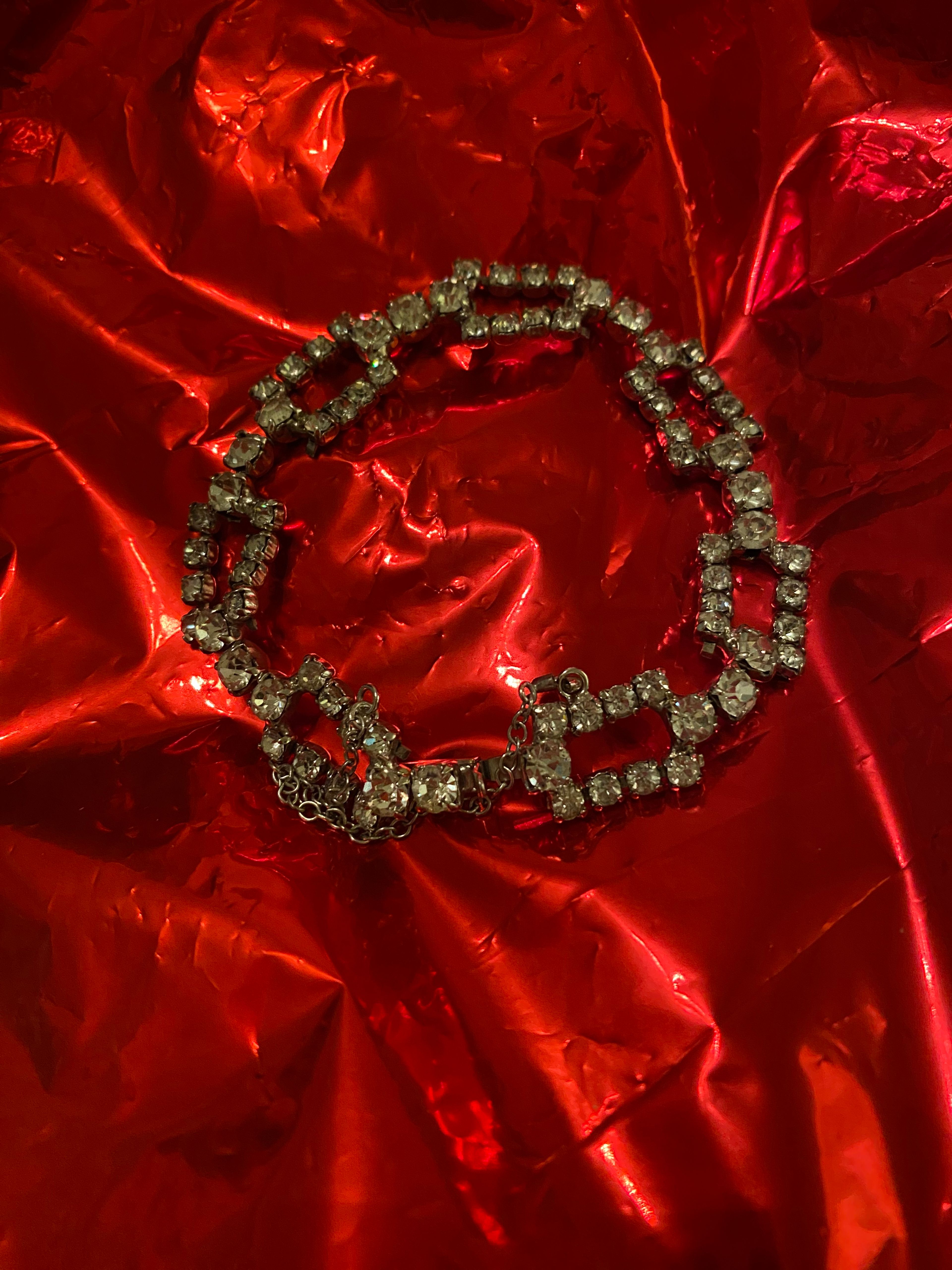 Vintage rhinestone silver bracelet - Image 5